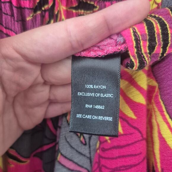 Torrid Midi Gauze Smocked Convertible Dress/Skirt Pink Yellow Plus Size 2X - Picture 5 of 6